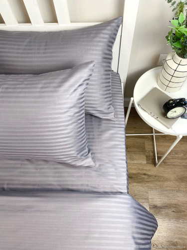 КПБ СТРАЙП-Сатин Светло-серый 140гр 100% хлопок