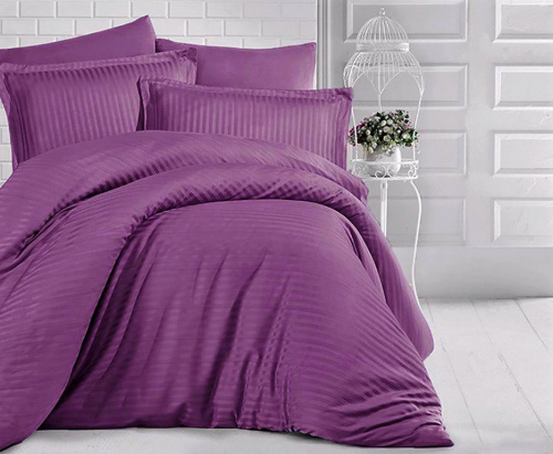 КПБ СТРАЙП-Сатин Фиолетовый 140гр 100% хлопок на резинке